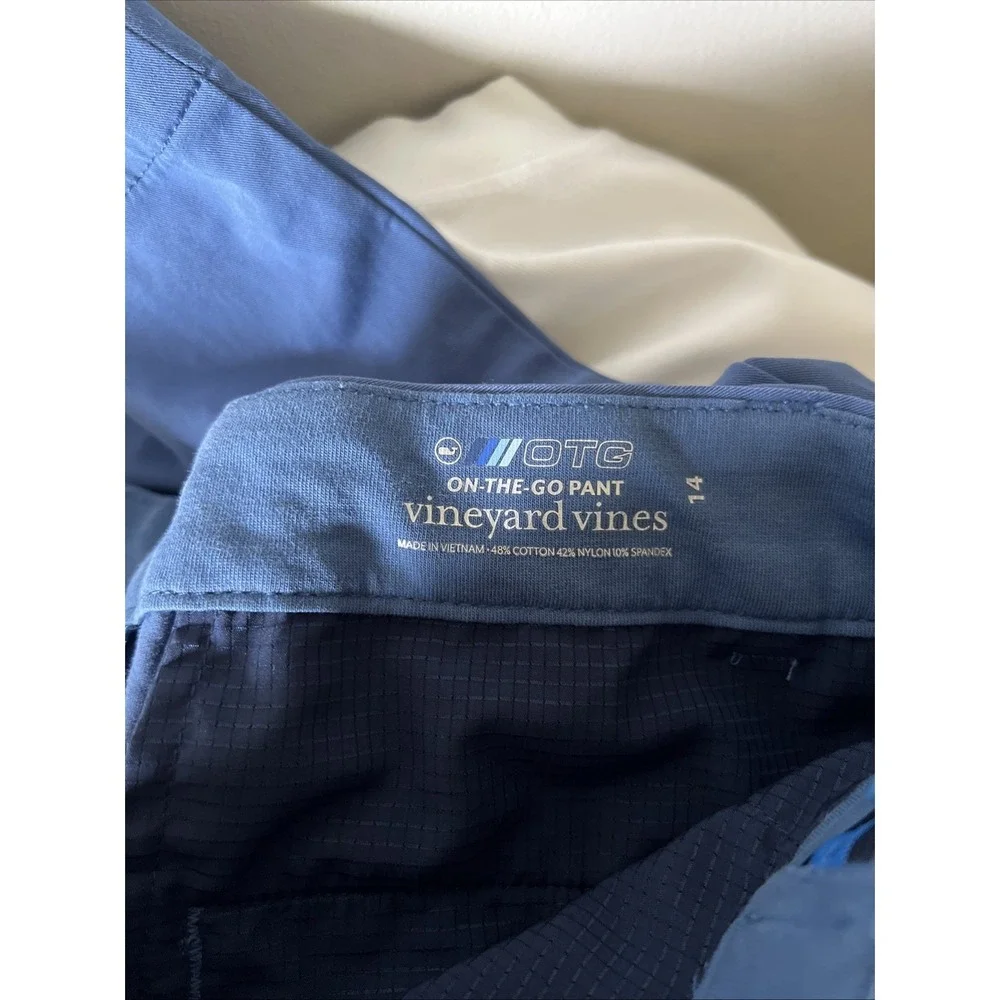 Vineyard Vines Boys Performance On-The-Go Pants Size 14 Blue Chino OTG